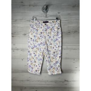 Gloria Vanderbilt Pants Womens 10P Floral Amanda Capri Stretch Denim Petite